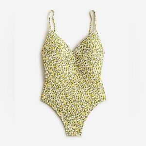 NWT J Crew X Liberty Fabrics Plunge one-piece Swimsuit Size 12 Eliza’s Yellow